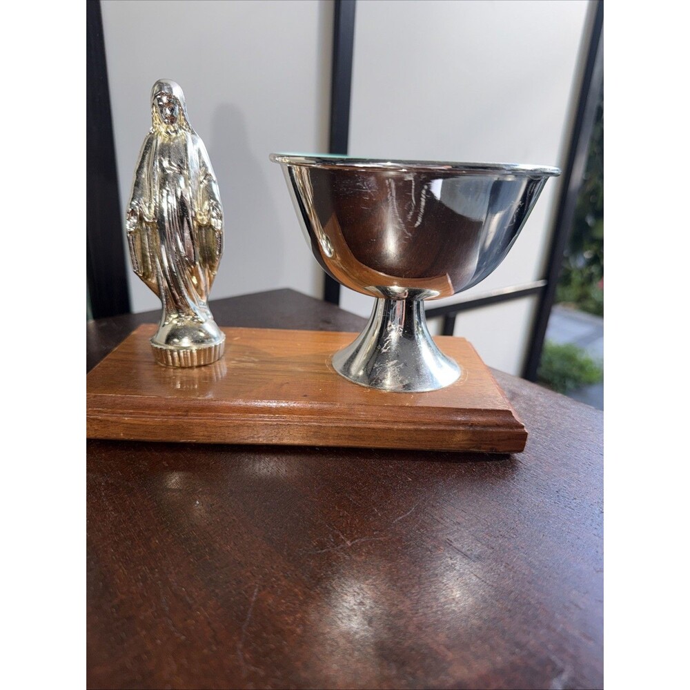 Vintage Virgin Mary Holy Water Font Wall Plaque – Catholic Religious Decor